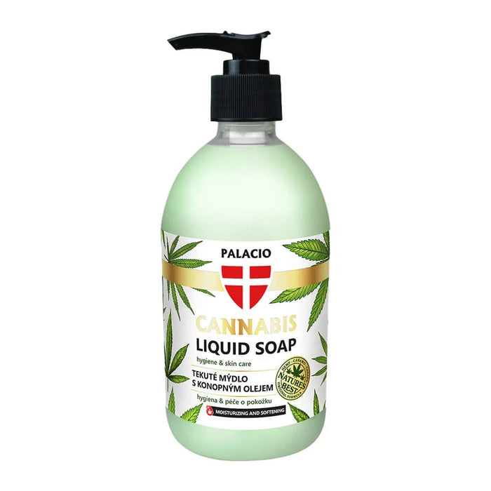 Palacio Cannabis Liquid Soap 500ml pump bottle with hemp seed oil for gentle hand and body cleansing