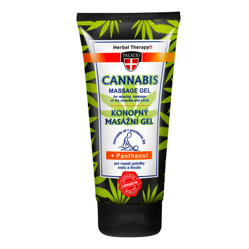 Palacio Cannabis Massage Gel with Panthenol 200ml bottle for muscle relief and skin regeneration.
