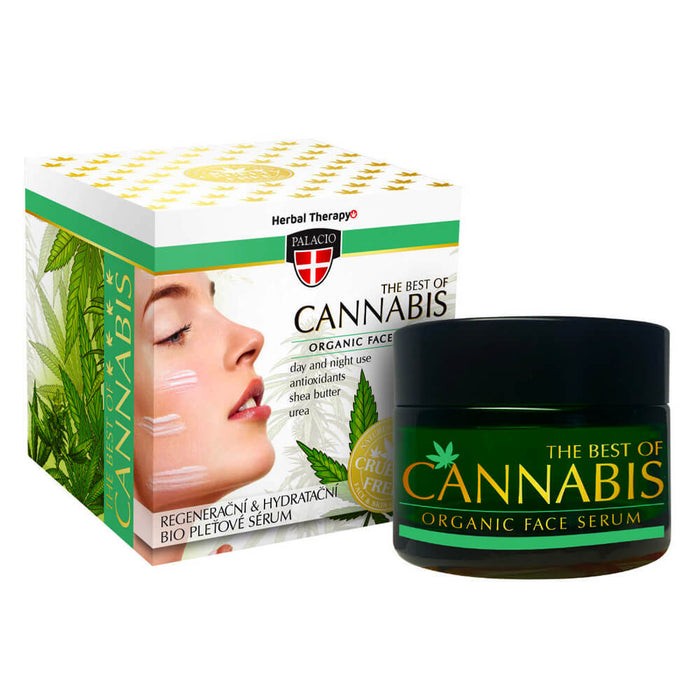 Palacio Cannabis Organic Face Serum 50ml dropper bottle for deep herbal skin repair and anti-aging