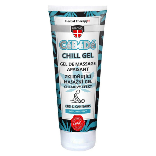 200ml tube of Palacio CéBéDé Chill Cooling Massage Gel with CBD and hemp oil for muscle recovery.