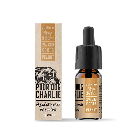 Poor Dog Charlie Botanical Extract Drops for Dogs Peanut Flavor 10ml glass dropper bottle