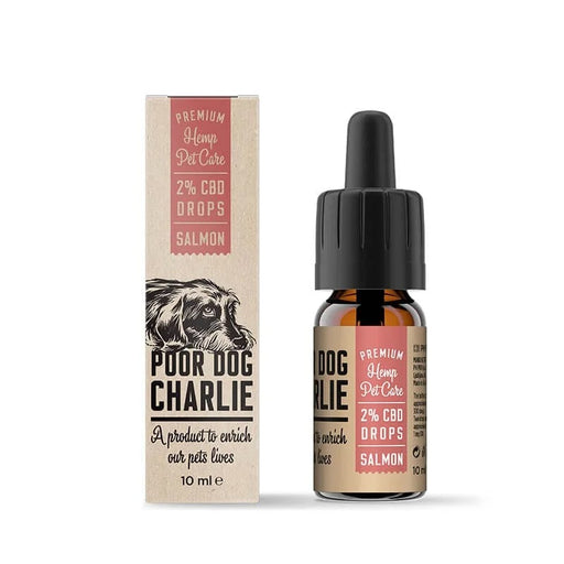 Poor Dog Charlie Botanical Extract Drops for Dogs Salmon Flavor 10ml glass dropper bottle
